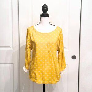 Maeve Yellow Polka Dot Three Quarter Sleeve Blouse Top from Anthropologie, 0